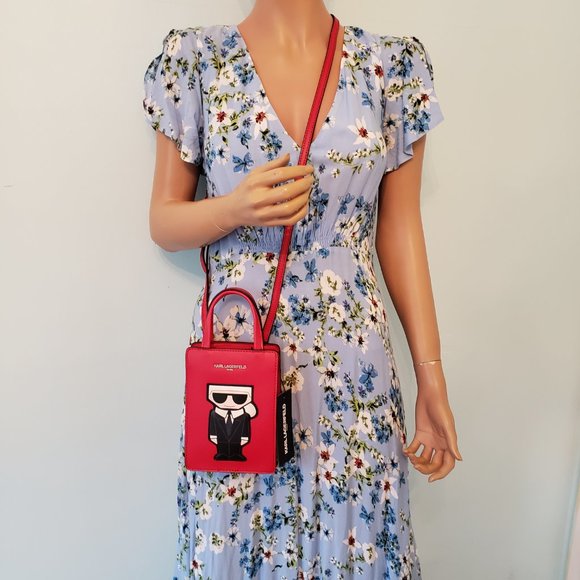 NWT KARL LAGERFELD Cute Red MAYBELLE bag. - Picture 14 of 17
